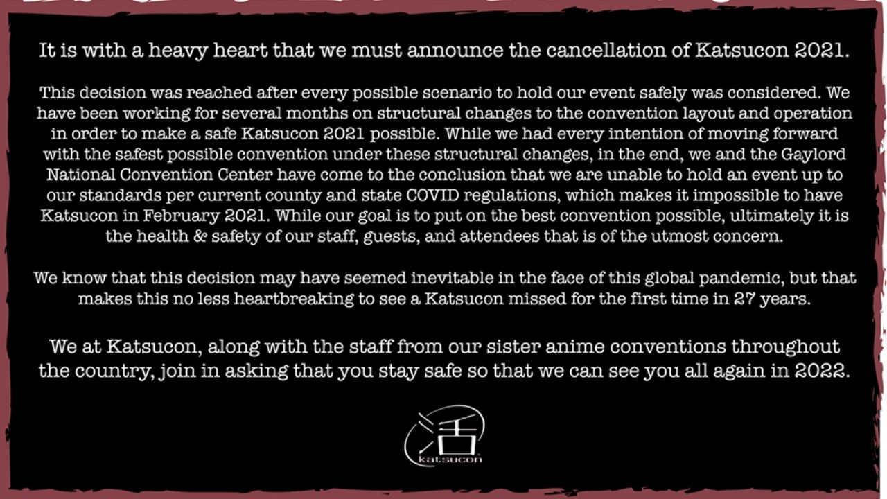 Katsucon de Maryland cancela el evento de 2021