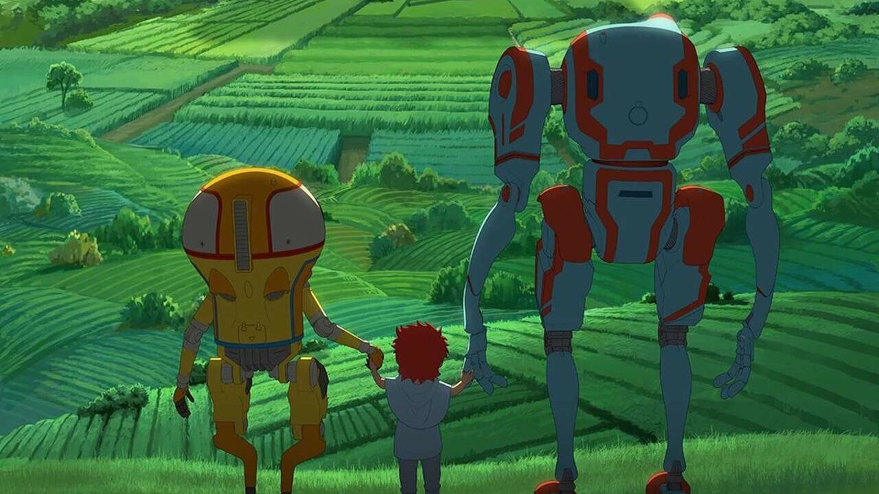 As últimas lutas humanas da Terra pela sobrevivência contra robôs no anime original da Netflix, capa do Éden