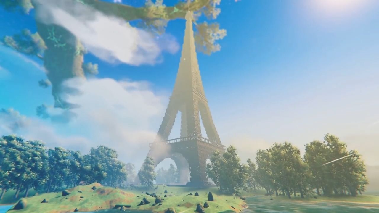 Player Builds a Colossal Eiffel Tower in Valheim Using 40,000 Blocks cover