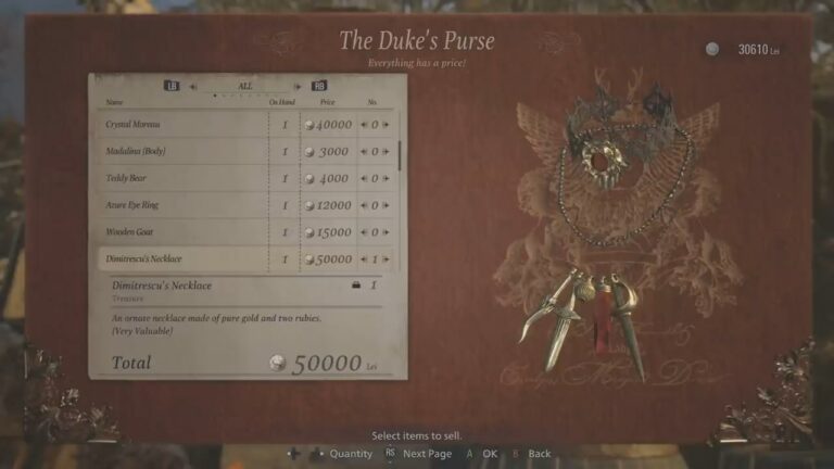 Make Dimitrescu’s Necklace & More Treasures in Resident Evil Village
