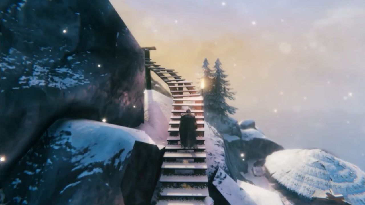 Valheim Player Builds Mountain Stairway that Goes to Dizzying Heights cover