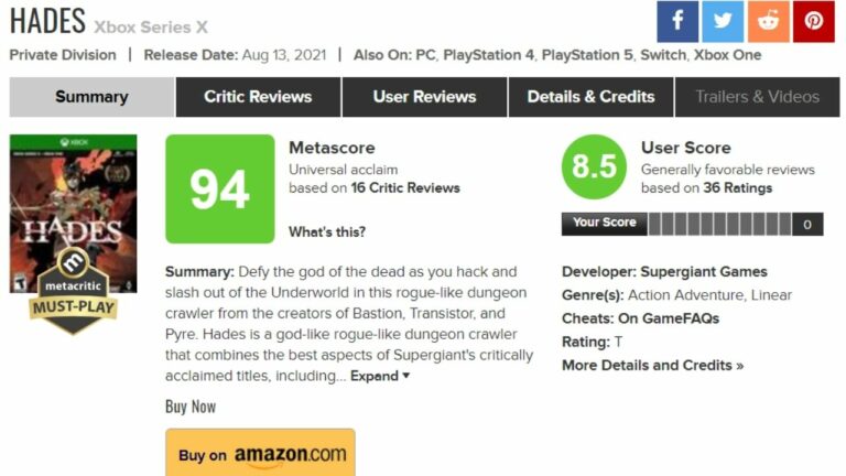 Hades Becomes The Highest-Rated Game of All Time On PS5 and Xbox Series X