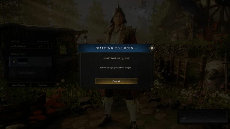 Fix for Failed to Join Login Queue Connection Error in New World