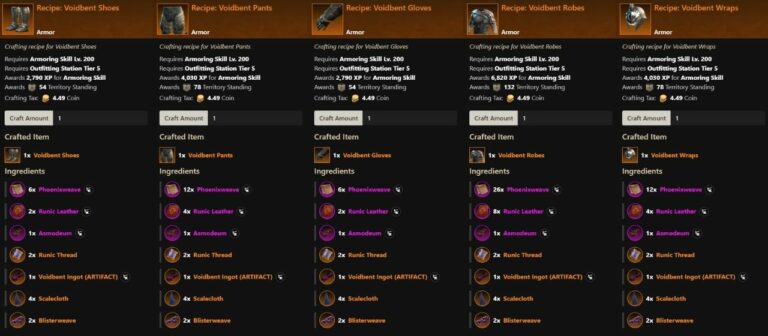 New World Crafting Guide: How to Craft Voidbent Armor in New World?