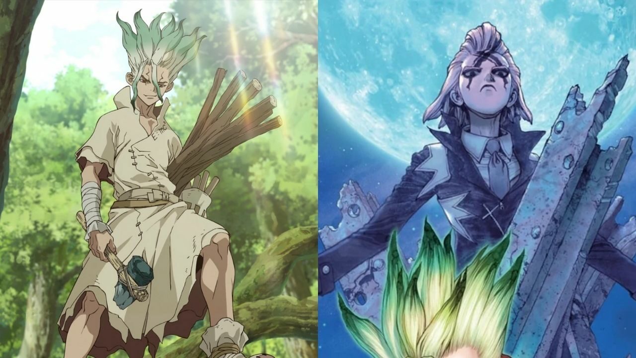Dr. Stone Ch 229: Senku and Xeno De-Petrifying First Wasn’t a Coincidence cover
