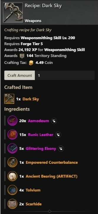 Finding Empowered Counterbalance in New World! Craft Legendary Weapons