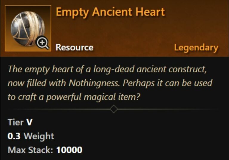 New World’s Ancient Heart Item Location & What To Craft With It
