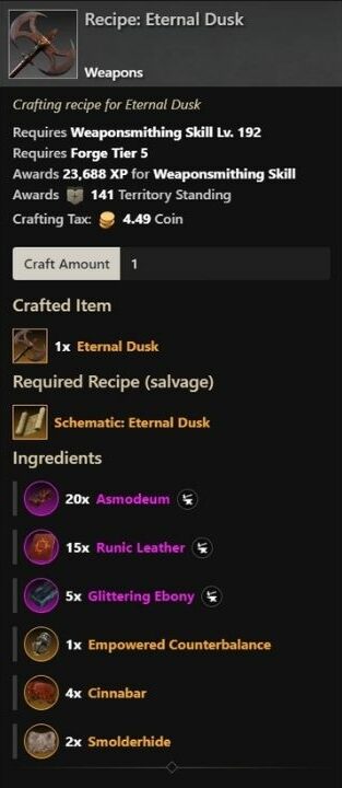 Finding Empowered Counterbalance in New World! Craft Legendary Weapons