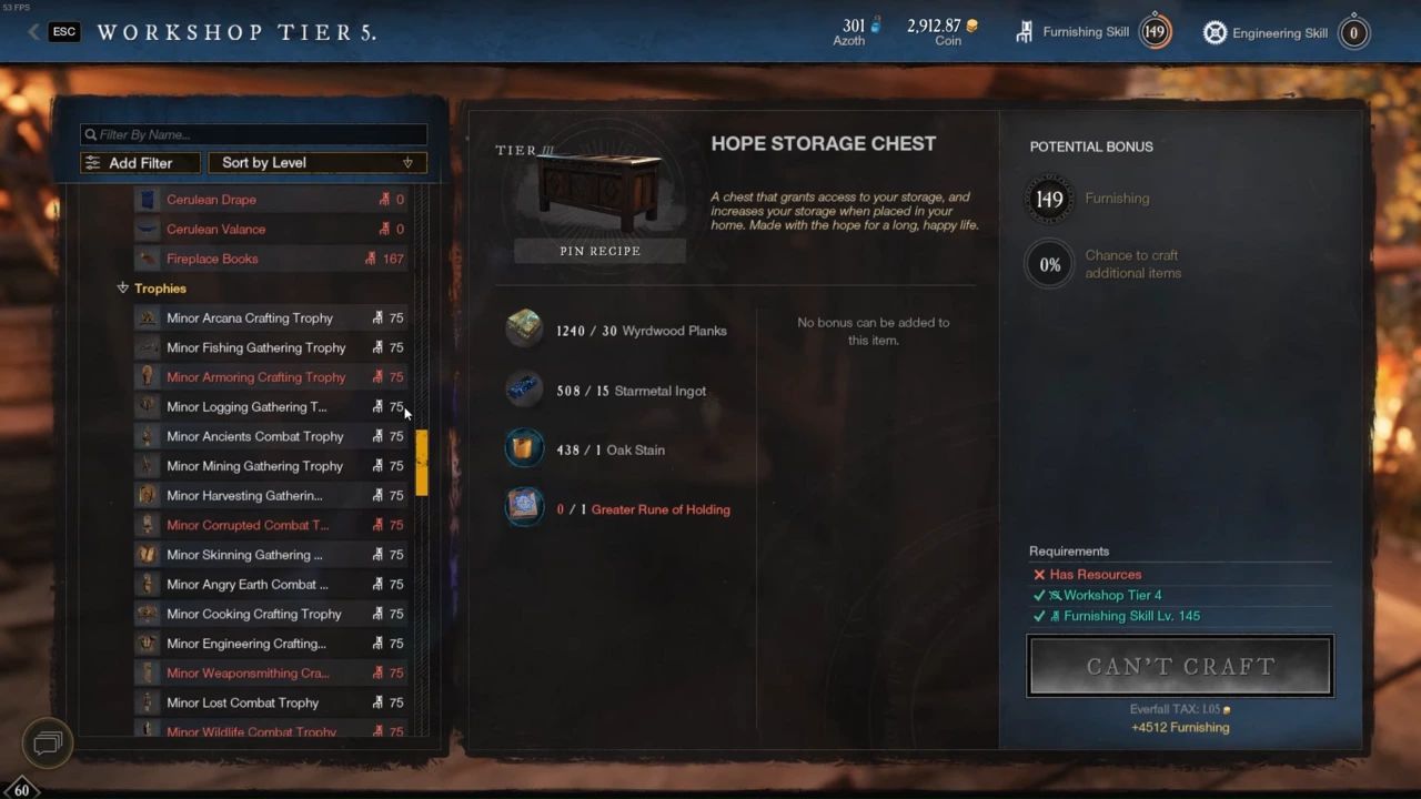 Fastest Way to Level Up Furnishing Skill in New World!