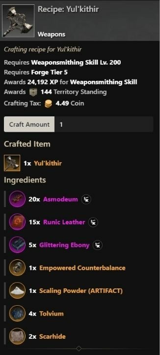 Finding Empowered Counterbalance in New World! Craft Legendary Weapons