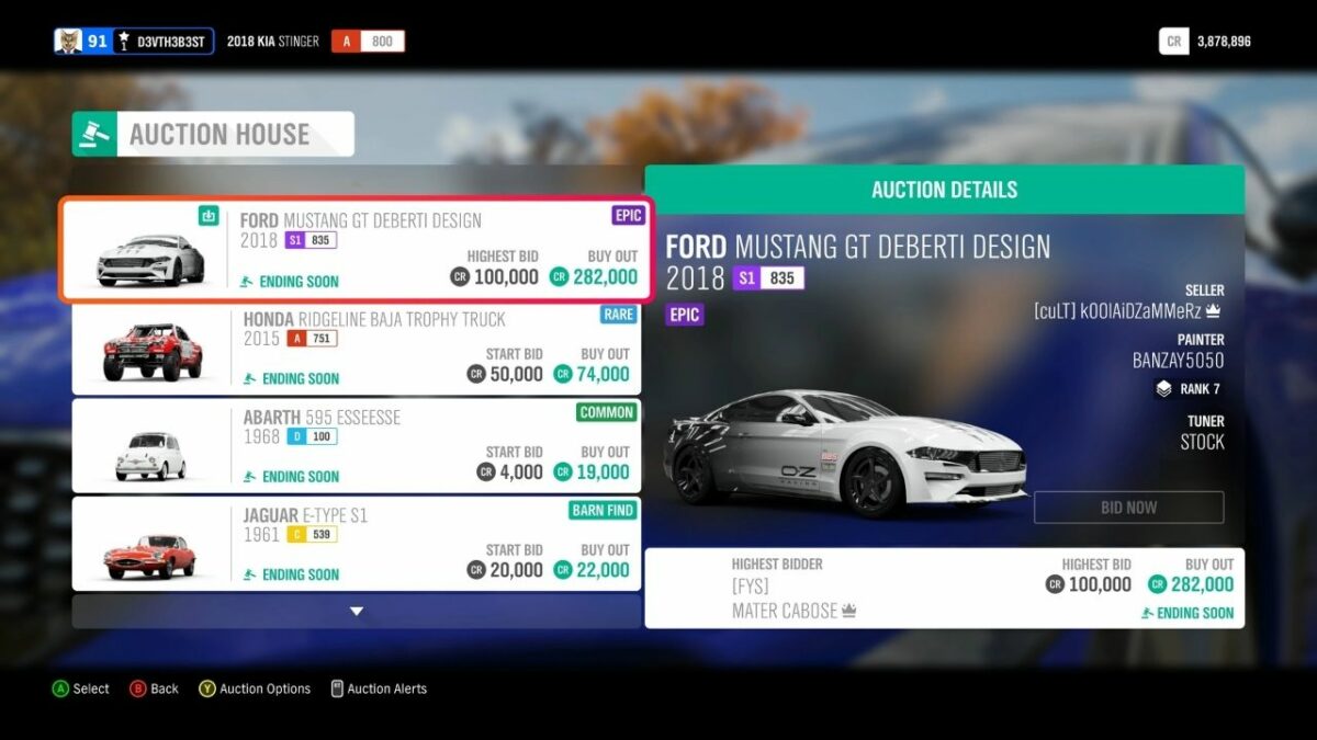 Guia da casa de leilões do Forza Horizon 5: como vender, comprar e presentear carros?