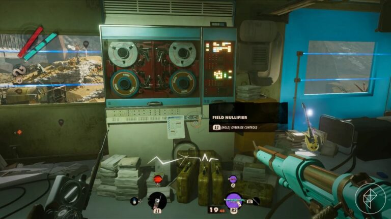 Deathloop – Revealing the control panel to shut Egor’s device down.