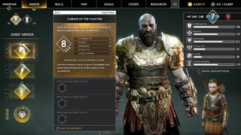 Make Kratos a Battle Wizard with the Valkyrie Armor Set in God of War