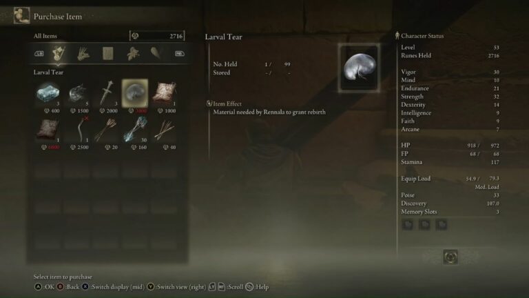 How to respec attribute points in Elden Ring? Larval Tear Location Guide