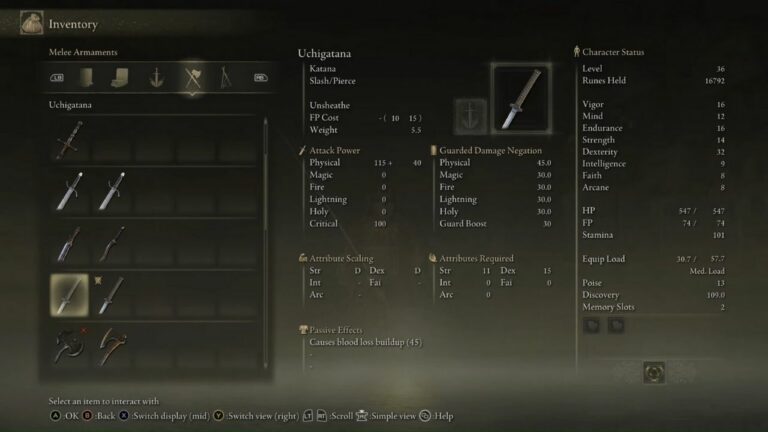 Uchigatana Katana Location Guide: Where to find it in Elden Ring?