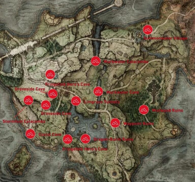 All Dungeon Locations and Respective Bosses – Easy Elden Ring Guide 