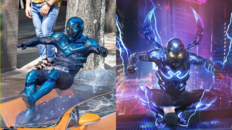 As fotos do set do Besouro Azul revelam a primeira olhada no traje do herói da DC