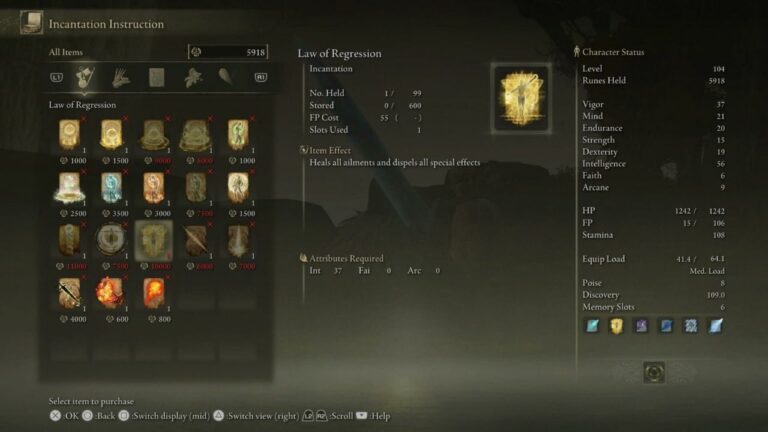 Obtaining the Law of Regression Incantation: Elden Ring Guide