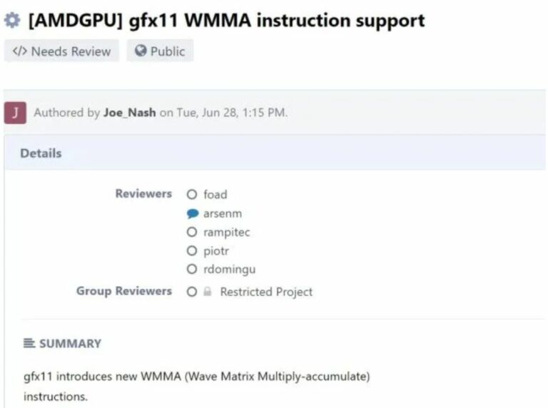 AMD adds WMMA support to GFX11 (RDNA3) architecture, similar to Tensor core 