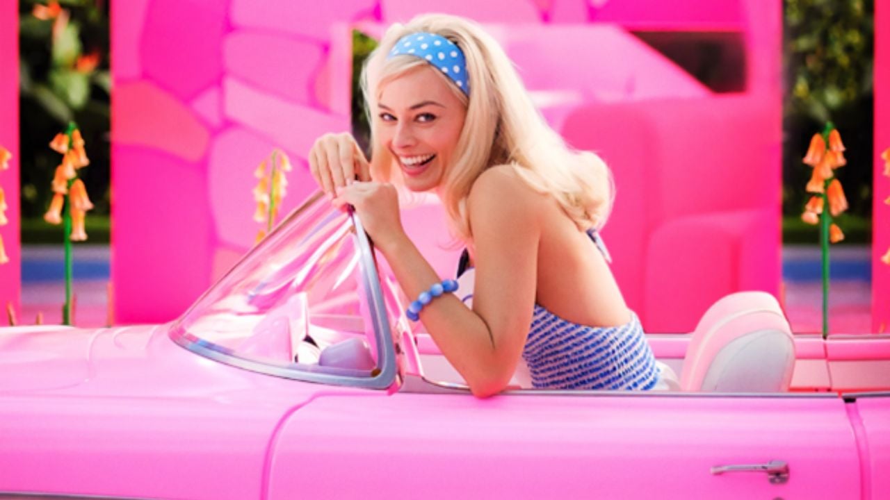 Margot Robbie Stuns in Pink Bellbottom Costume in New Barbie Set Photos cover