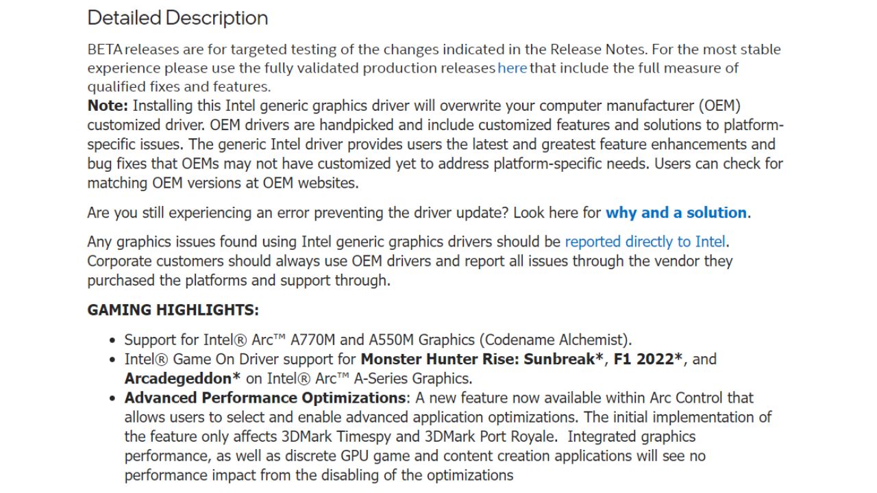 Intel’s Latest Arc Driver Allows 3DMark Optimization Toggle