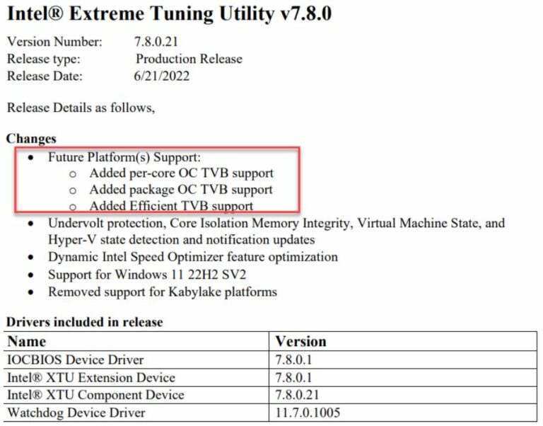Intel XTU gets Raptor Lake update with “Efficient Thermal Velocity Boost” & per-core/package OC TVB support 