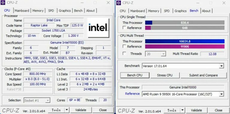 Intel’s Core i5-13600K CPU Sample Was Tested In CPU-Z & Cinebench R23 