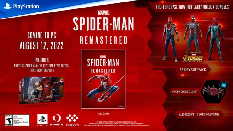 Sony anuncia los requisitos del sistema para Spider-Man Remastered PC