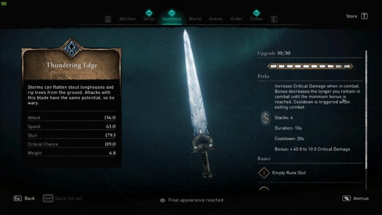 Thundering Edge Short Sword: Feel the Power of Storms &ndash; AC Valhalla 