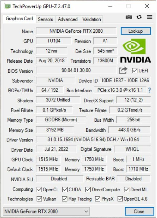 NVIDIA GeForce GTX 2080 Spotted, Only GTX Card in Existence to Support Ray Tracing