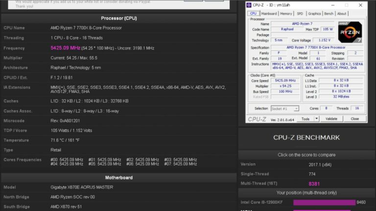AMD Ryzen 7 7700X CPU-Z & Geekbench Benchmark Scores Leaked Online 