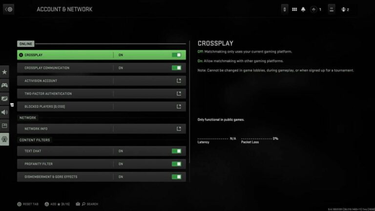 Schritte zum Deaktivieren von Crossplay- und Cross-Progression-Details – Modern Warfare 2