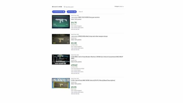 Call of Duty: Modern Warfare 2 Players are Selling their M13Bs on eBay