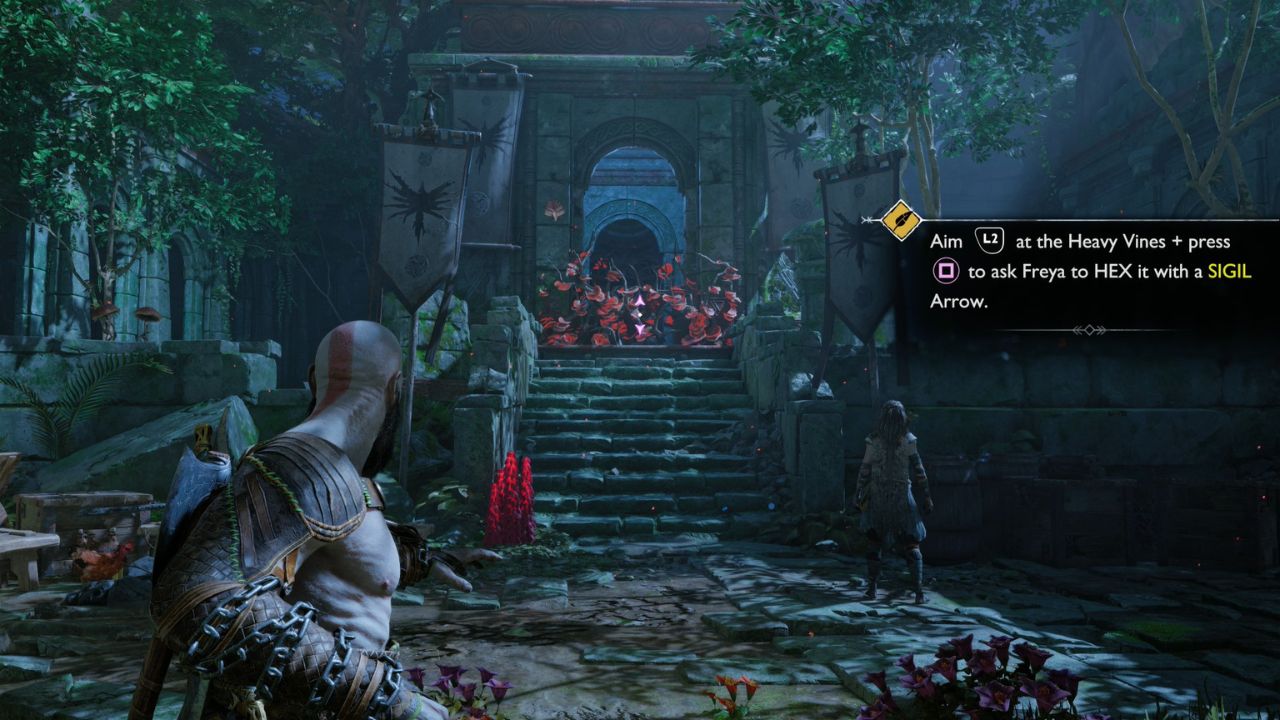 Clear up the Red Vines in Vanaheim God of War Ragnarok