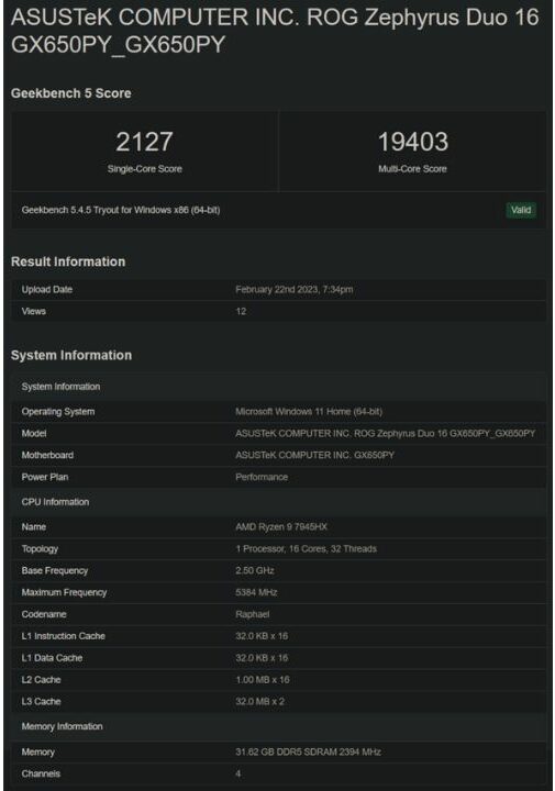 AMD Ryzen 9 7945HX locks horns with Intel Core i9 13980 HX on Geekbench