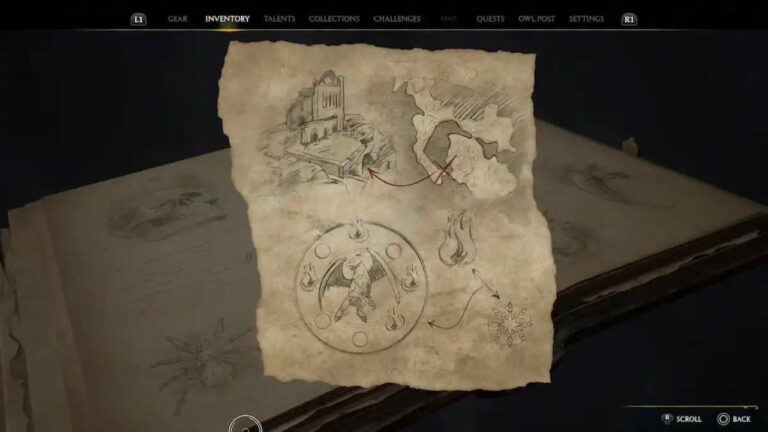 Der Hippogreif markiert den Standort auf der Karte in Hogwarts Legacy