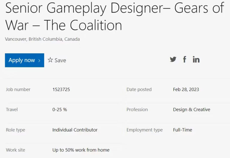 The Coalition hiring for work on unannounced Gears of War title