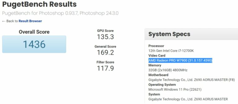 Placa gráfica AMD Radeon Pro W7900 com GPU RDNA 3 detectada