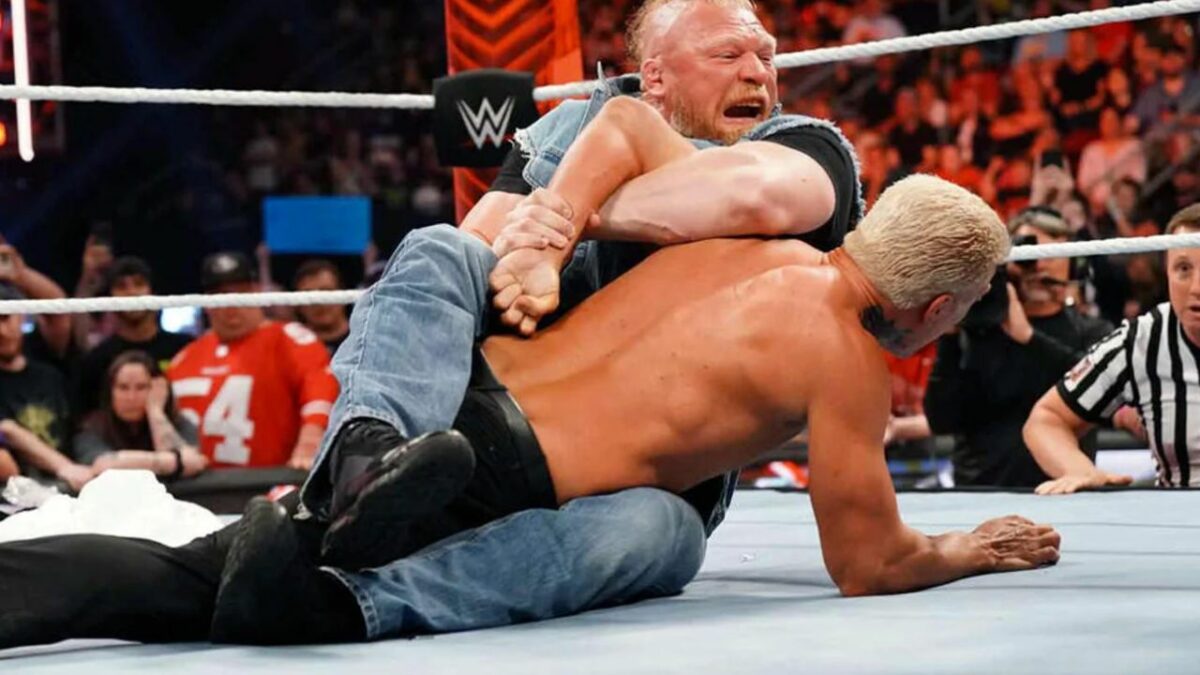 Brock Lesnar Wins Against Cody Rhodes in a Brutal Match, Rhodes Passes Out