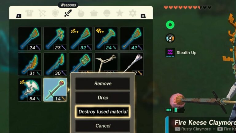 Unfuse Weapons and Items in Zelda: Tears of the Kingdom - Easy Guide