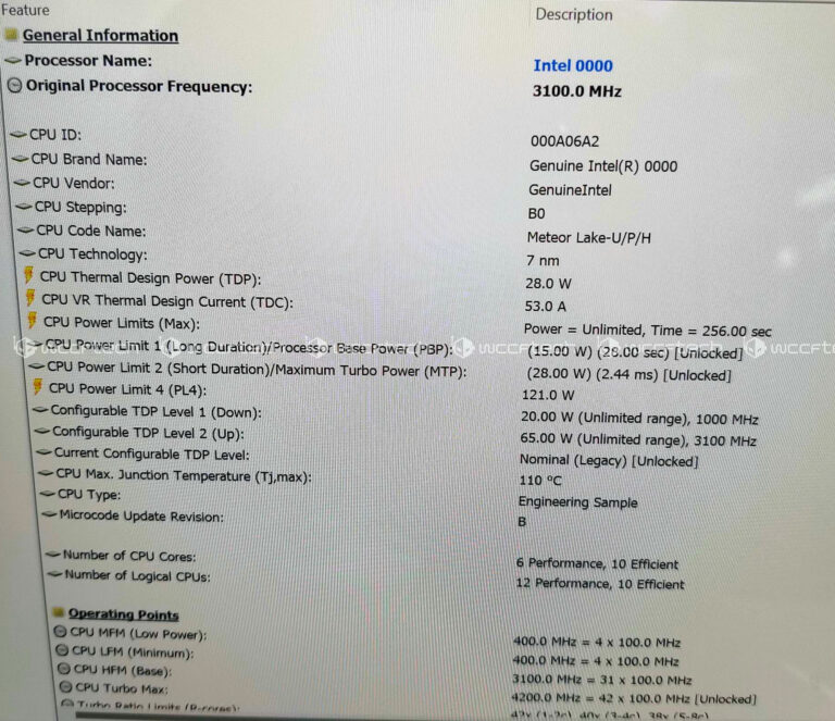 Intel Meteor Lake on the MSI Prestige tested with Cinebench and HWiNFO