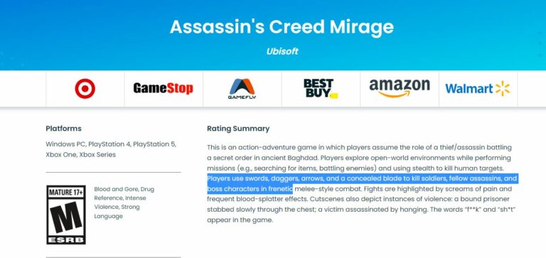 Major plot spoiler revealed via ESRB rating for Assassin’s Creed Mirage