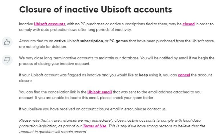 Ubisoft clarifies on account deletion policy after tweet scares fans