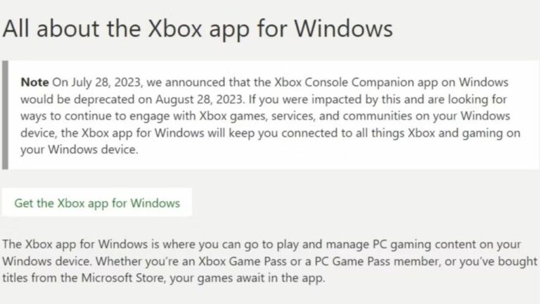 Xbox stellt die Console Companion App am 28. August 2023 ein