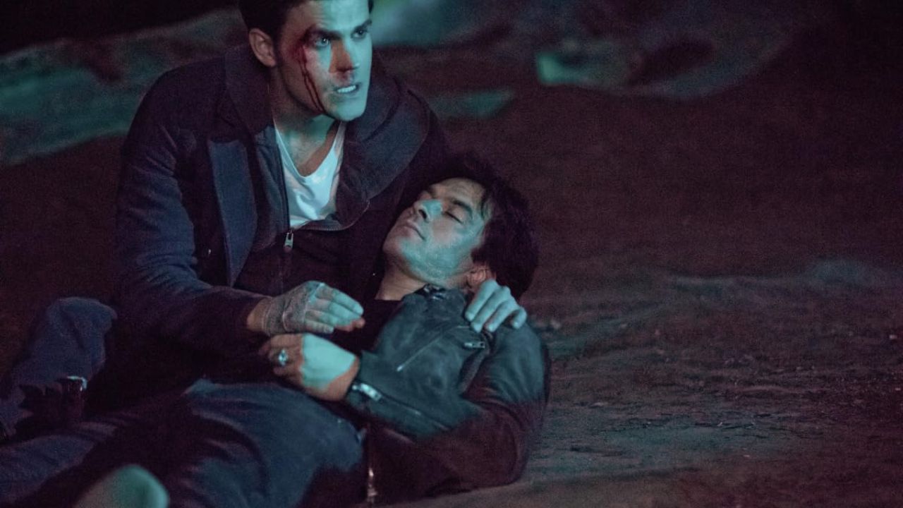 What happens to Damon at the end of Vampire Diaries? Does he die? cover