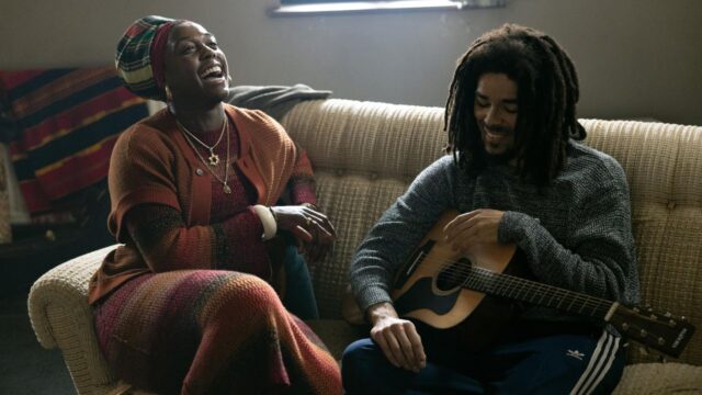 Lashana Lynch and Kingsley Ben-Adir in Bob Marley: One Love (2024)
