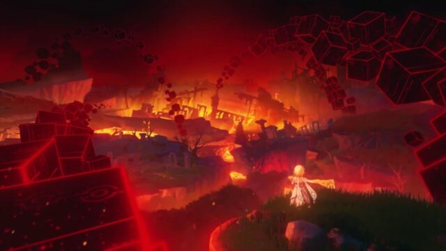 Lumine witnessing the destruction of Khaenri'ah