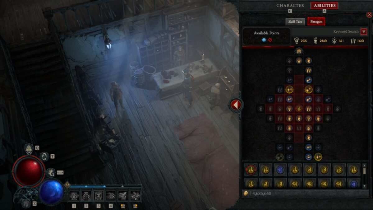 How to upgrade Glyphs on the Paragon Board in Diablo 4?