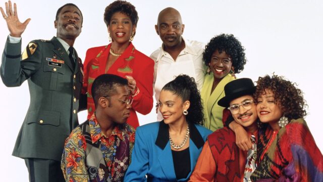 Jasmine Guy, Darryl M. Bell, Charnele Brown, Kadeem Hardison, Dawnn Lewis, Lou Myers, Cree Summer, and Glynn Turman in A Different World